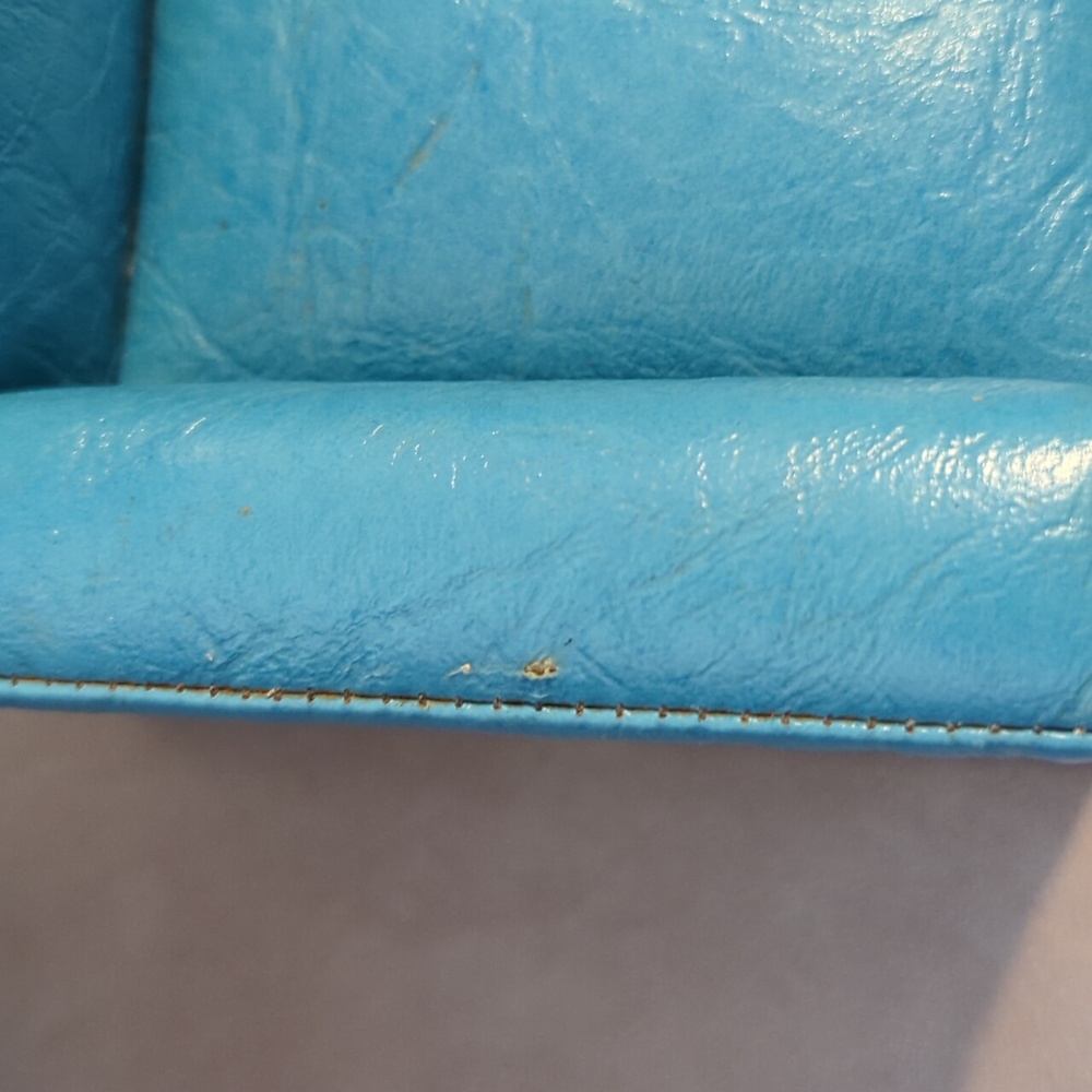 Doll Furniture Living Room Set of 3 Hand Crafted Vintage Blue Boat seat material - Picture 12 of 16